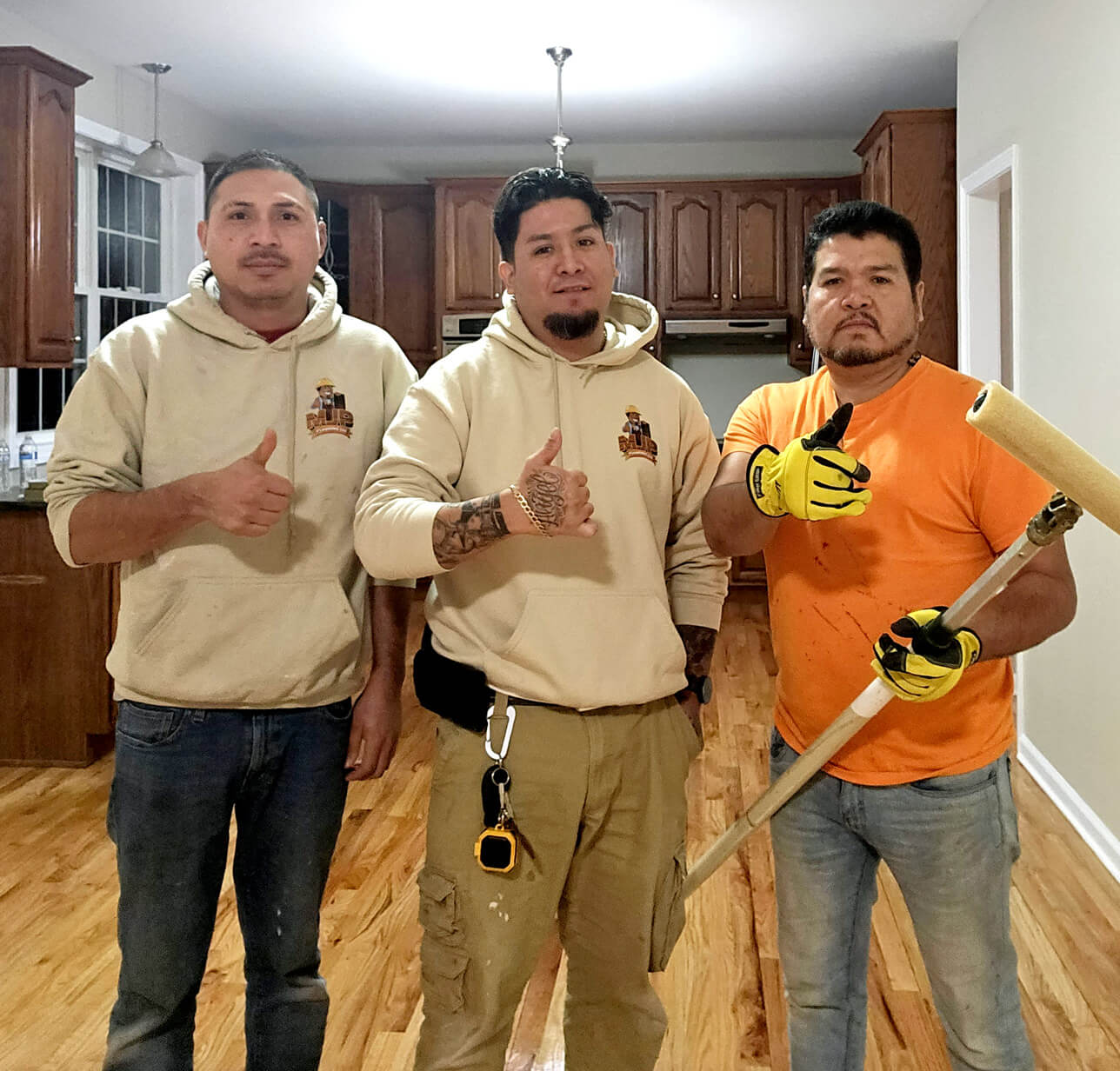 The MJP Flooring team on a project site