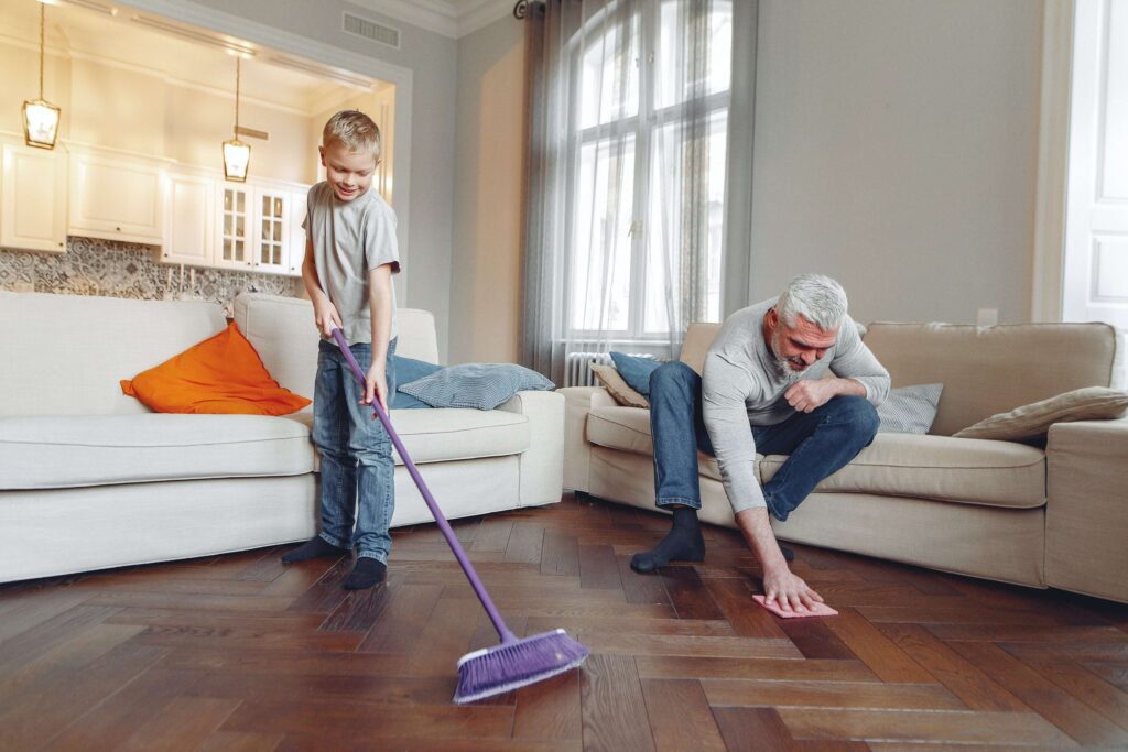 father_son_cleaning_hardwood_floor